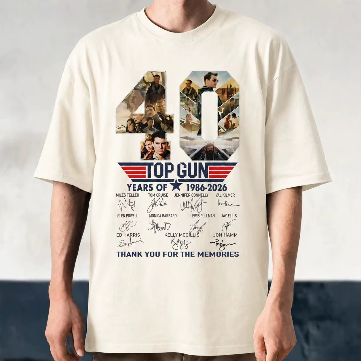 T-shirt unisexe imprimé graphique film Top Gun 40e anniversaire