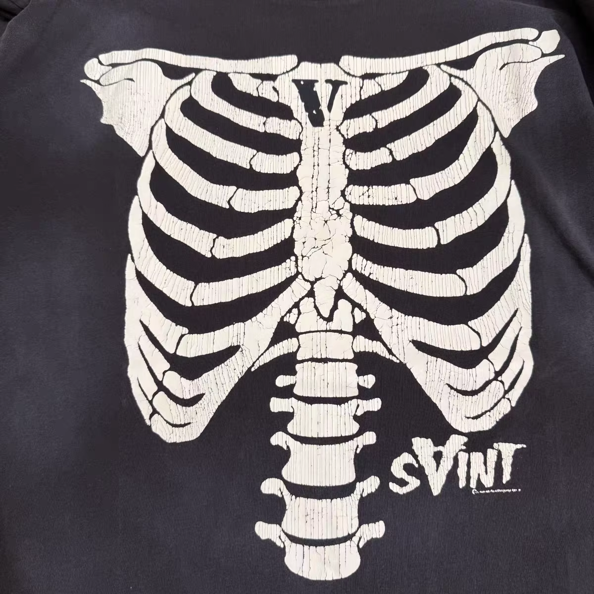 SAINT manches longues squelette col rond imprimé T-shirt ample hommes femmes T petit haut t-shirts