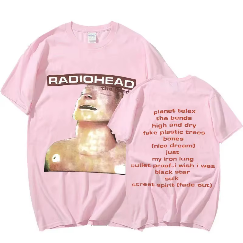 Vintage groupe de Rock Radiohead t-shirt hommes 100% coton T-shirts Hip Hop les courbes Album de musique impression
