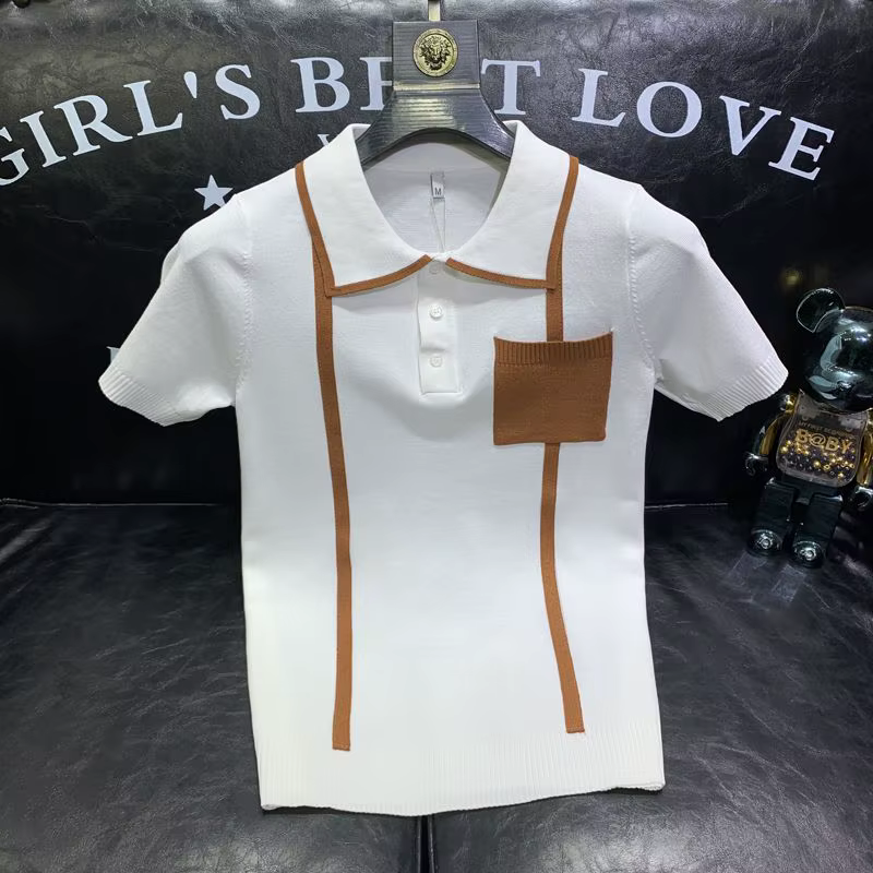 Polo tricoté à manches courtes pour hommes
