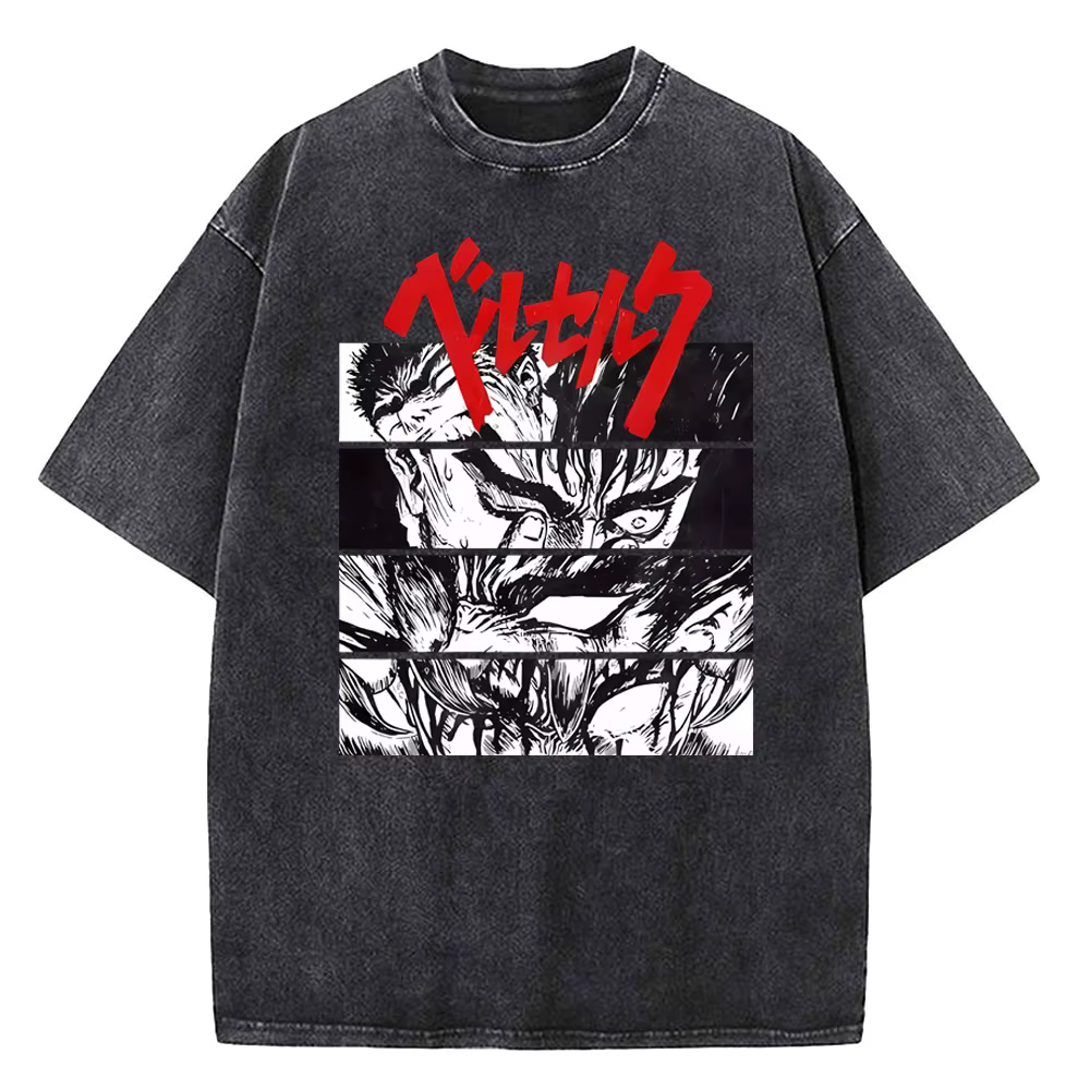 Berserk impression T-Shirt hommes Vintage lavé