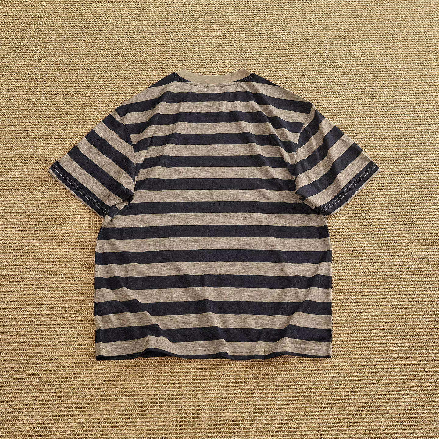 T-shirt rayé en Lyocell respirant pour homme, style rétro, à rayures larges contrastées, col rond, décontracté, à manches courtes