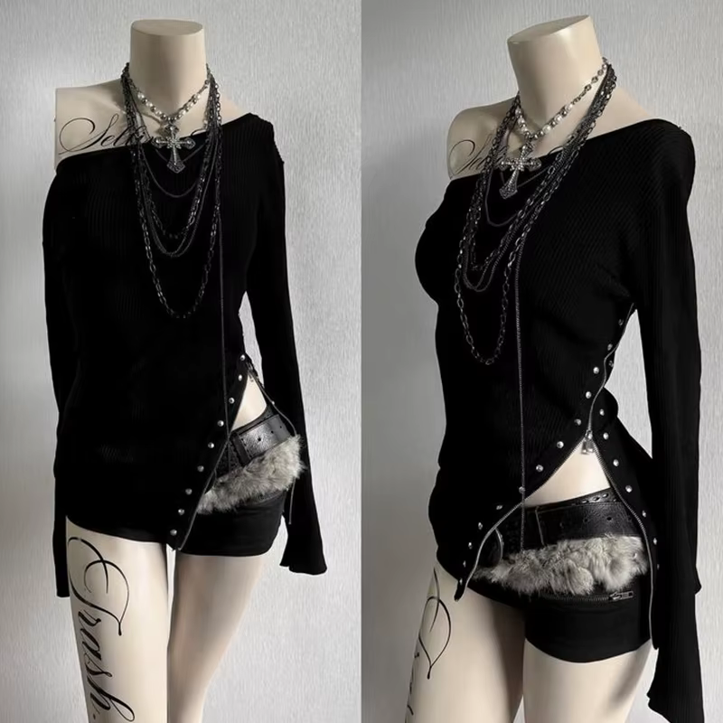 T-Shirt gothique à manches longues pour femmes