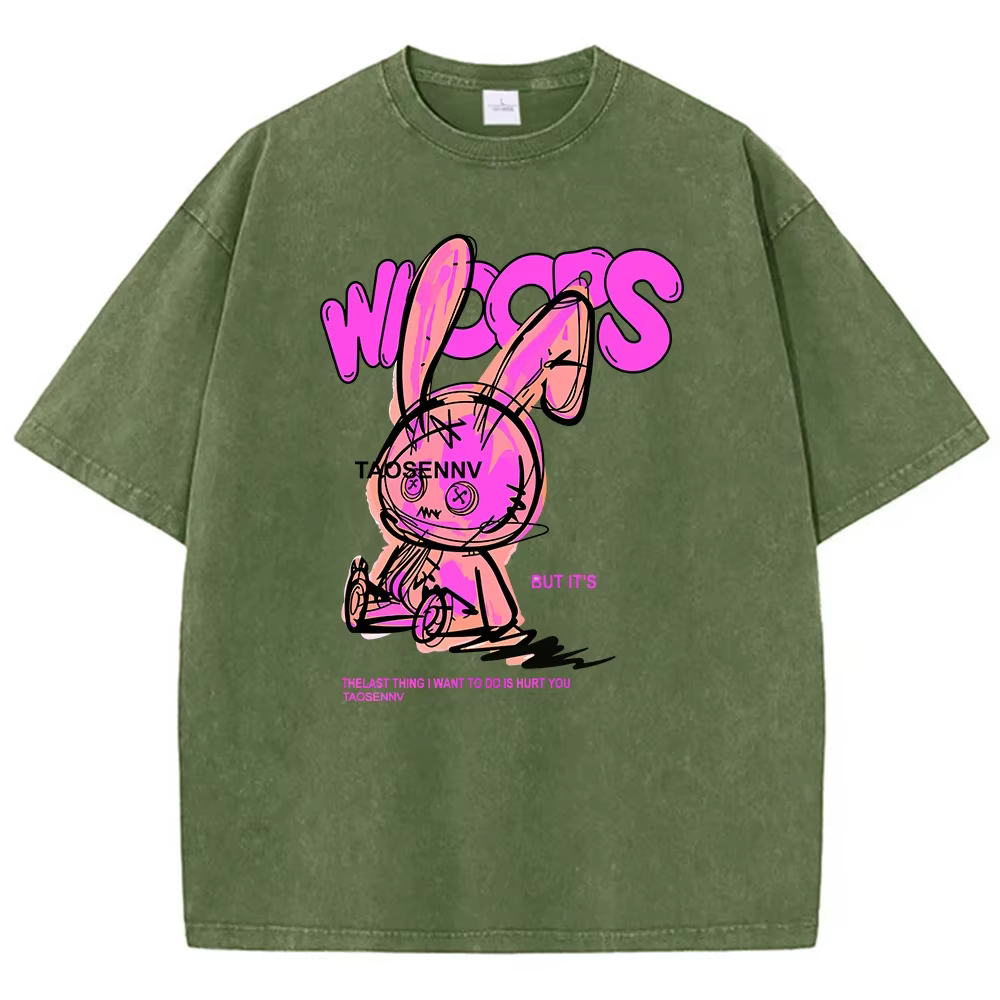 T-shirt à manches courtes délavé Vintage pour hommes