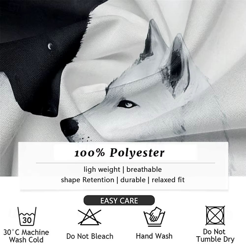 Chemise léopard loup noir et blanc pour homme