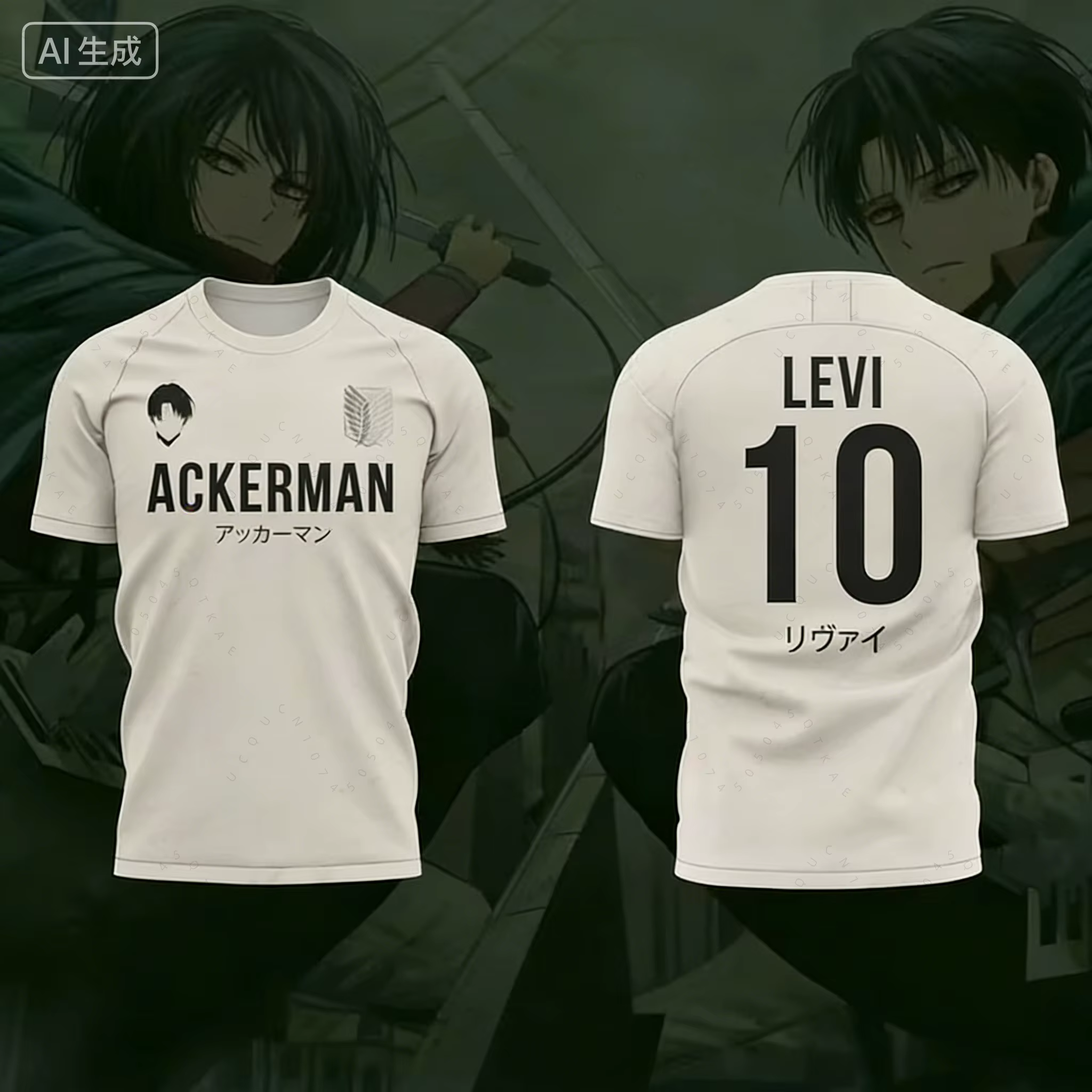 Animation japonaise attaque sur Titan thème impression 3d sport respirant hommes femmes même T-Shirt chemise de Football à manches courtes