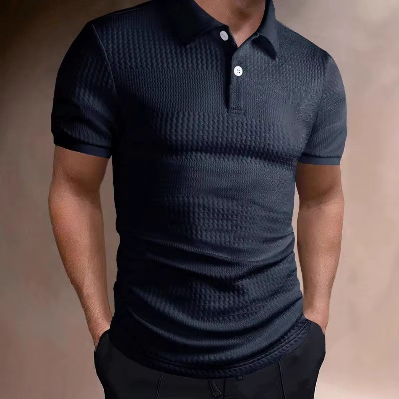 Polo en maille gaufrée unie pour homme