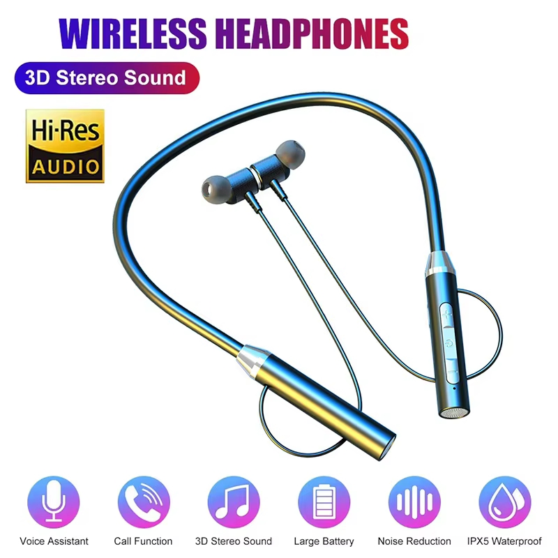 Écouteurs sans fil Bluetooth TWS, casque stéréo surround magnétique, casque sport à tour de cou, écouteurs intra-auriculaires pour téléphone