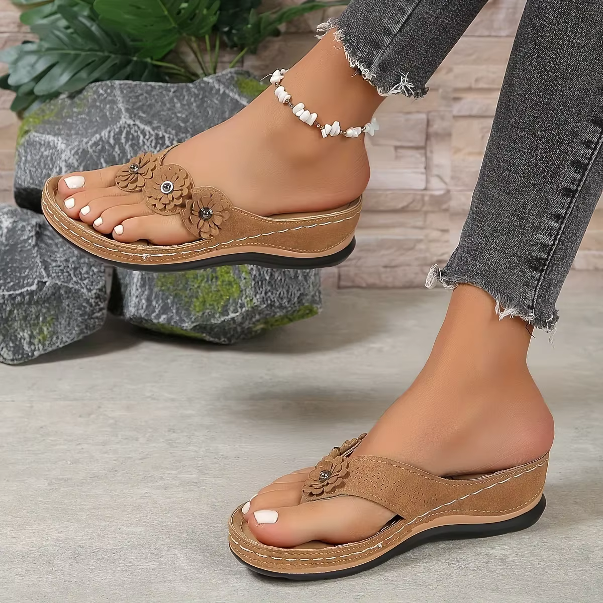 Sandales de plage florales pour femmes