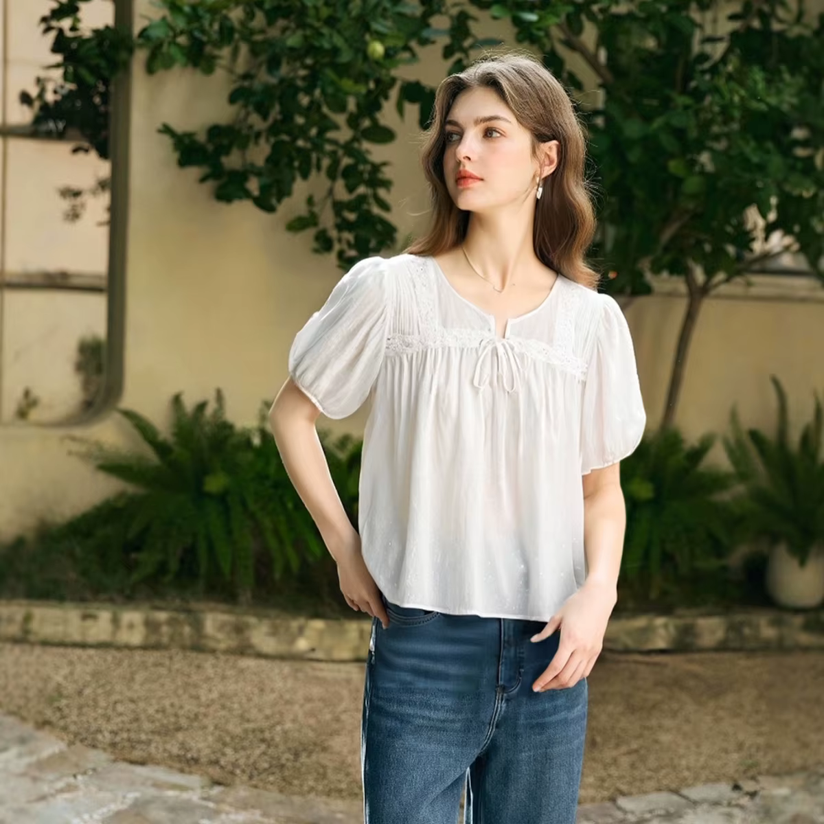 Chemisiers à manches bouffantes OLrain pour femmes