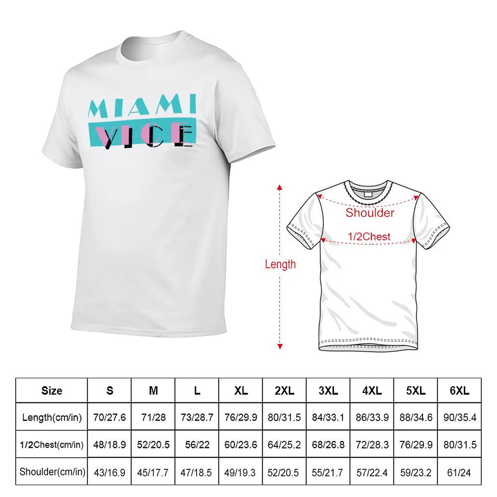 T-shirt Miami Vice à manches courtes avec imprimé classique