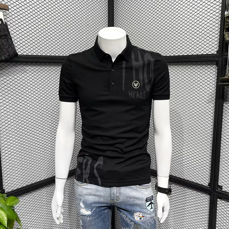Polo Slim Fit pour hommes avec col imprimé brodé