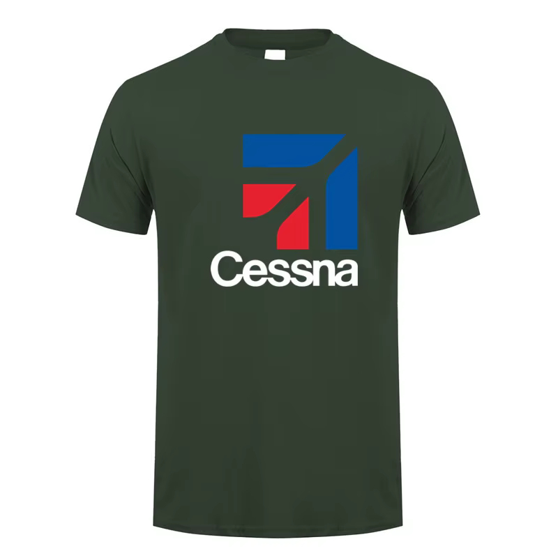 Cessna Logo T Shirt Summer Men Cotton Short Sleeve Aircraft Manufacturer T-shirts Funny Tshirt Man Tops Tee LH-678
