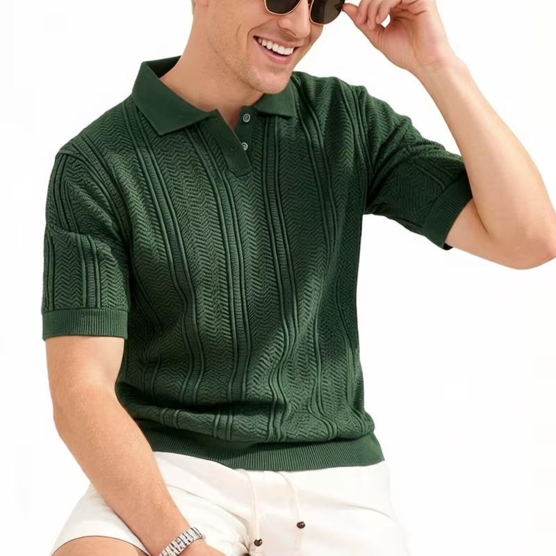 Nouveau T-shirt Polo en Maille pour Homme 2026 – Chemise Décontractée à Manches Courtes Extensible pour l'Été