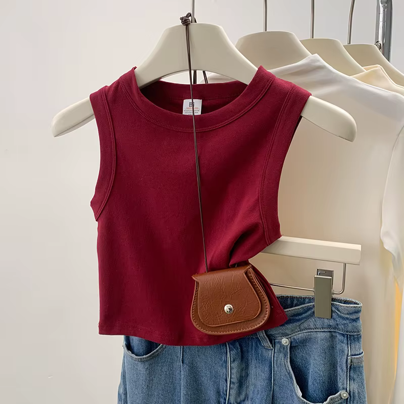 Débardeur côtelé sans manches pour femme 2026 – Blouse unie décontractée tendance pour adolescentes et femmes – Hauts d'été basiques