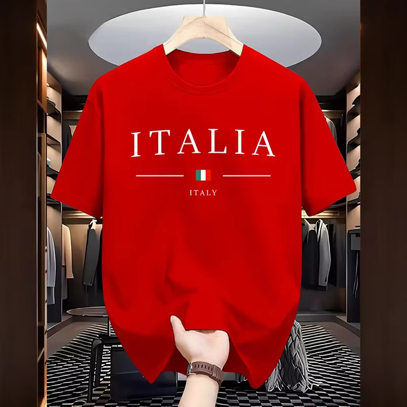 Italie mode T-shirts pour hommes de haute qualité 100% coton col rond manches courtes été quotidien sport décontracté