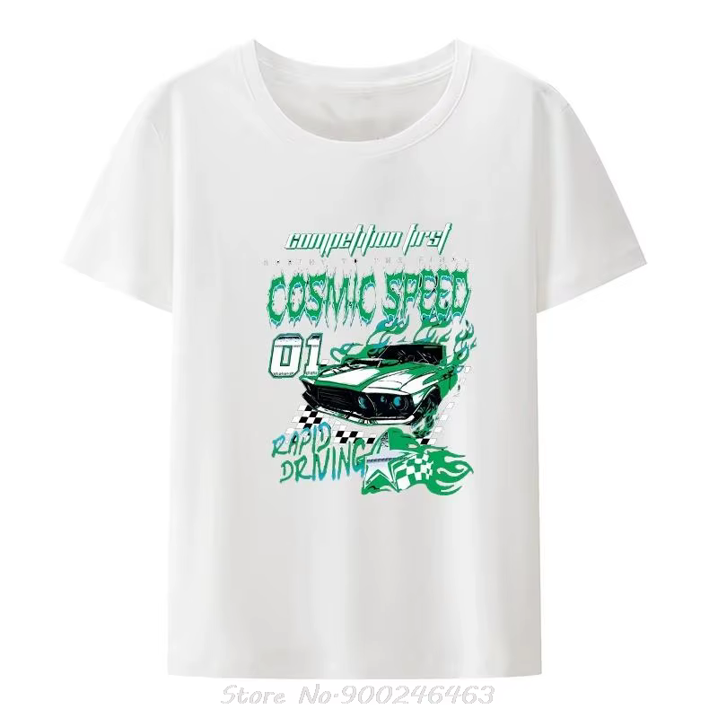 T-shirt unisexe à manches courtes imprimé graphique de voiture pour hommes