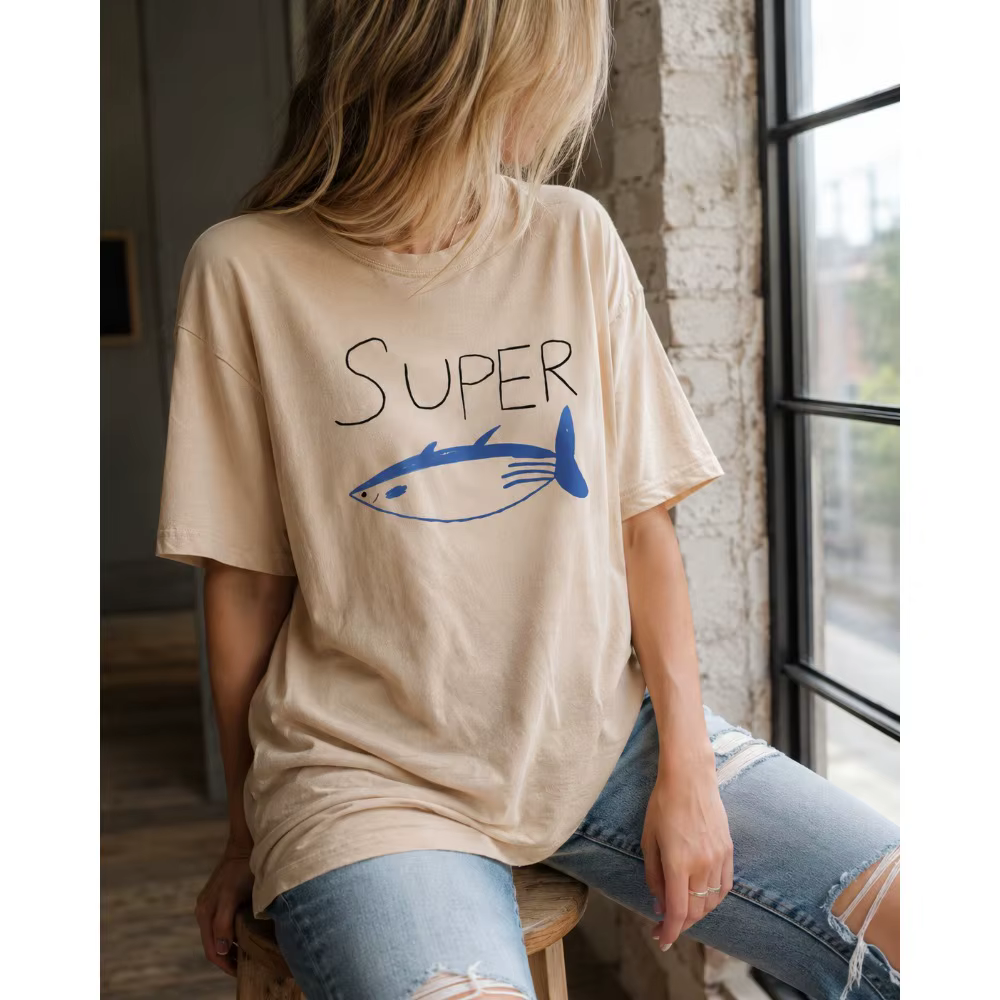 T-shirts Kpop coréens Jin Super Tuna Fish, T-shirt Vintage à manches courtes pour femmes, vêtements décontractés, Design ludique, harajuku
