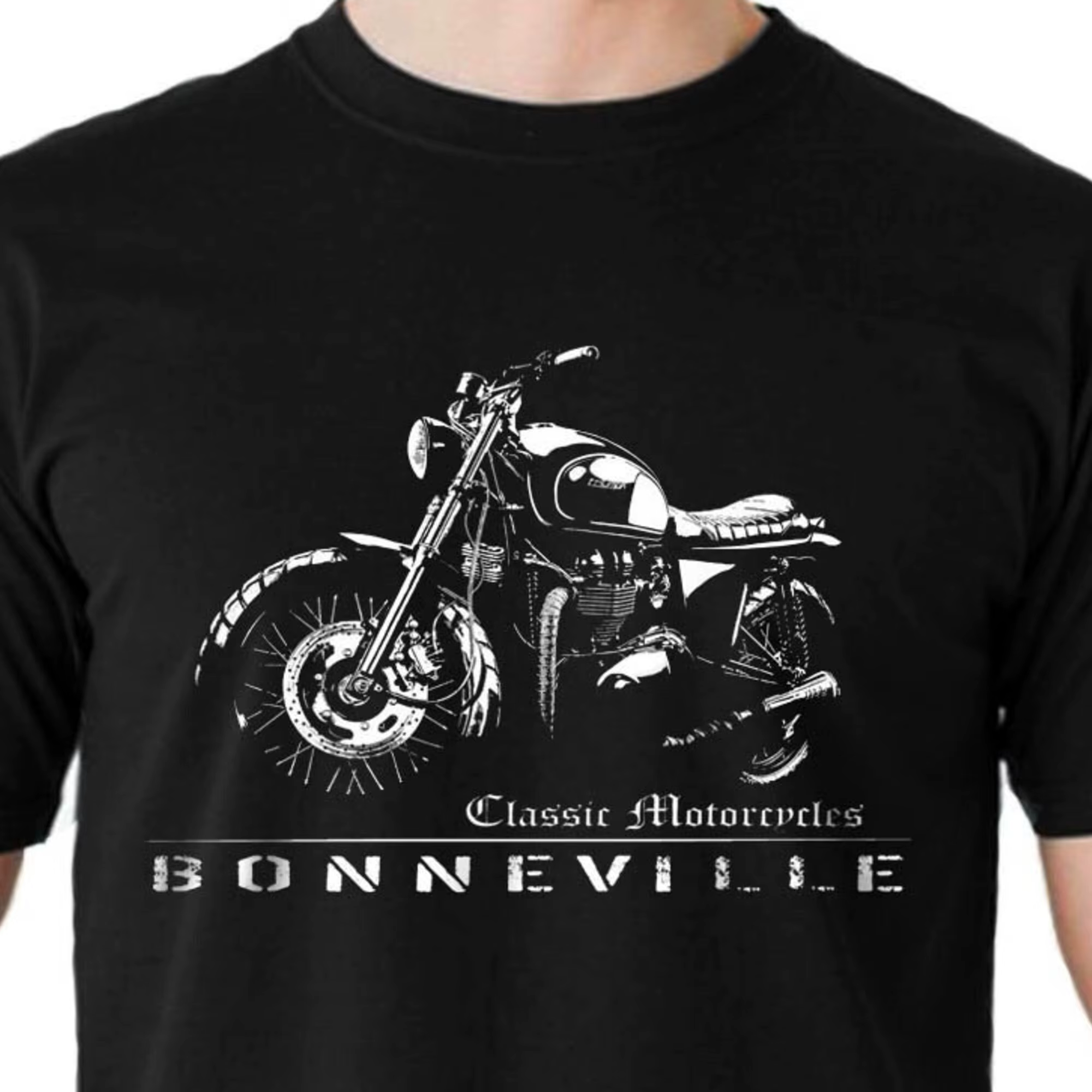 T-Shirt à Manches sulfou Courtes pour Fans de Moto Bonneville