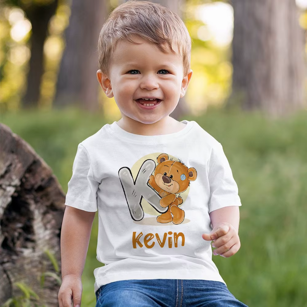 Personnalisé Anniversaire A-Z Chemise Initiale avec Nom T-Shirt Sauvage Tee Garçons ixD'anniversaire