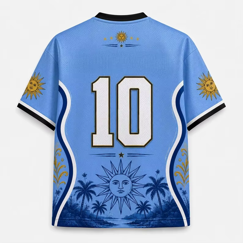 Maillot de football respirant à col en V en maille imprimé Uruguay 2026 : un incontournable pour les fans