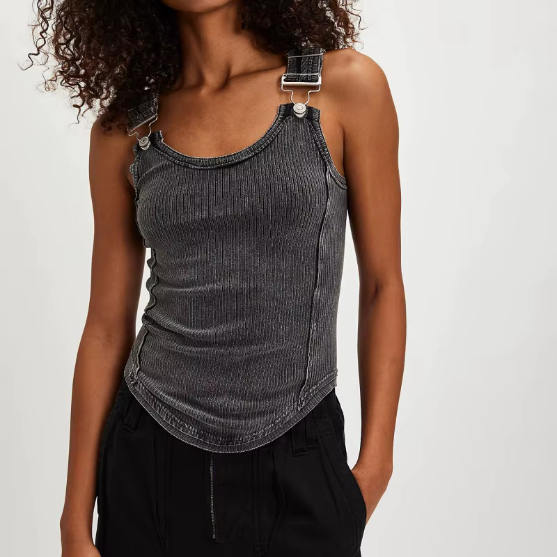 Débardeur côtelé à boucle pour femme