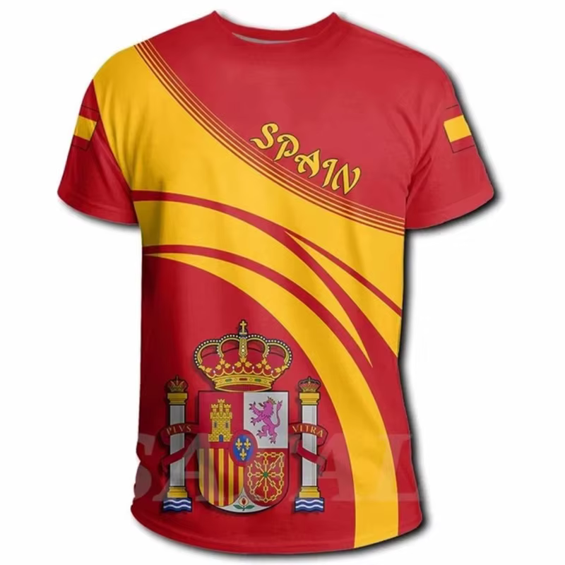 T-shirt à col rond imprimé en 3D pour hommes