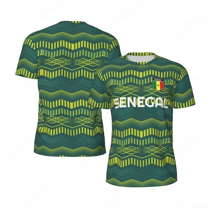 Mode drapeau du sénégal graphique Football T-shirts pour hommes tendance 3D emblème national imprimé sport