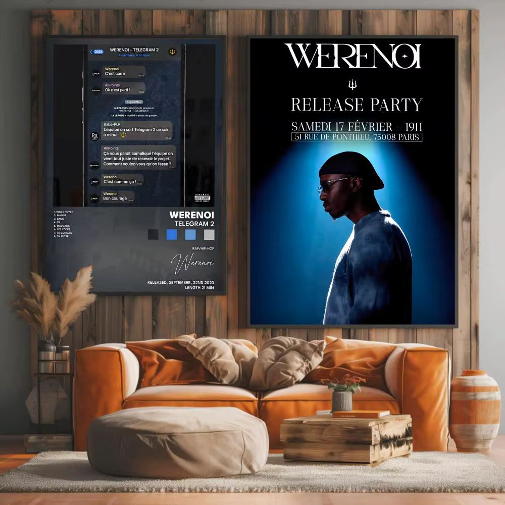 Werenoi P-Pyramide Singer Poster Premium PP Autocollant mural en PP - Décoller et coller, impression HD, décoration intérieure imperméable