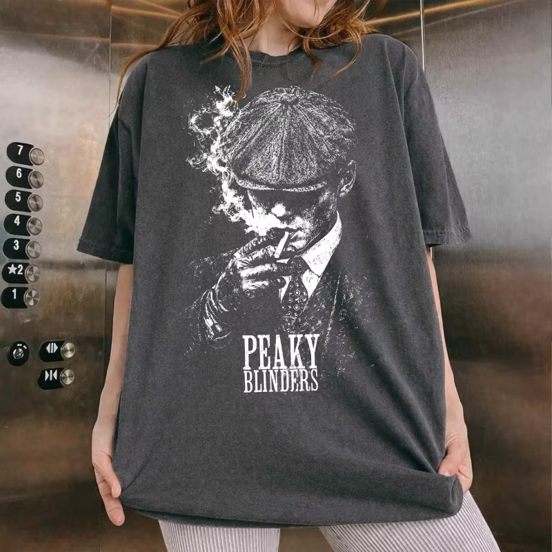 Peaky Blinders Tommy Shelby Smoke Tee Vintage Gangster Graphic Shirt T-shirts à manches courtes pour hommes pour l'été Unisexe toutes saisons