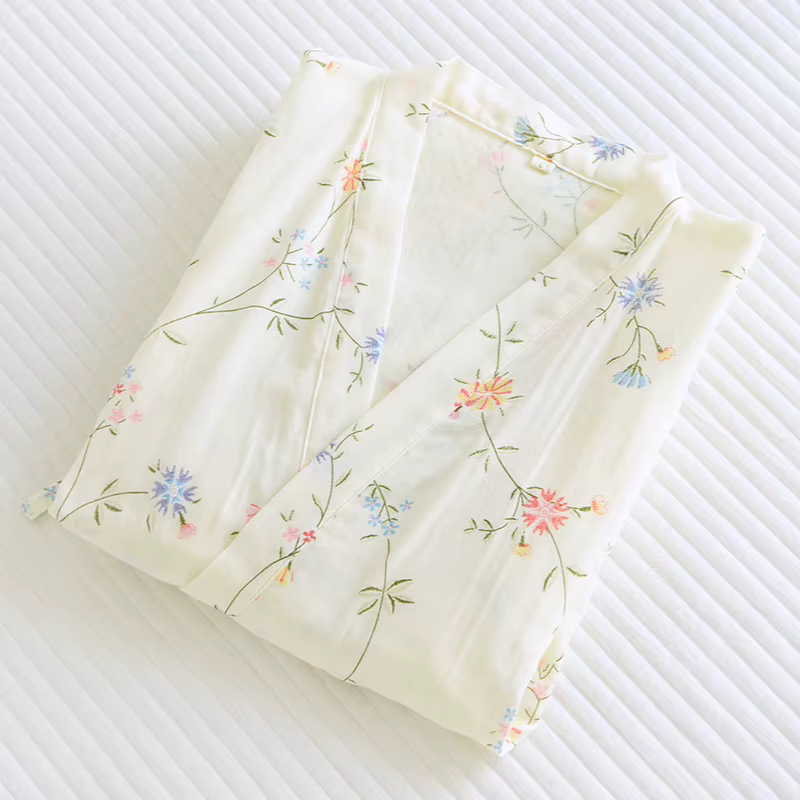 Kimono à Lacets en Coton pour Femme