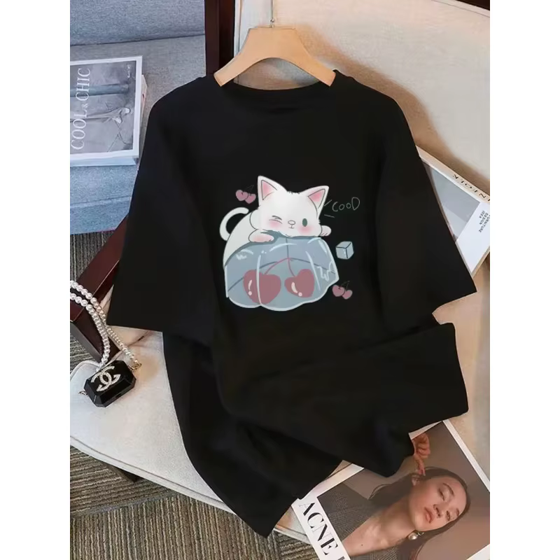 T-shirt unisexe décontracté à col rond et coupe oversize