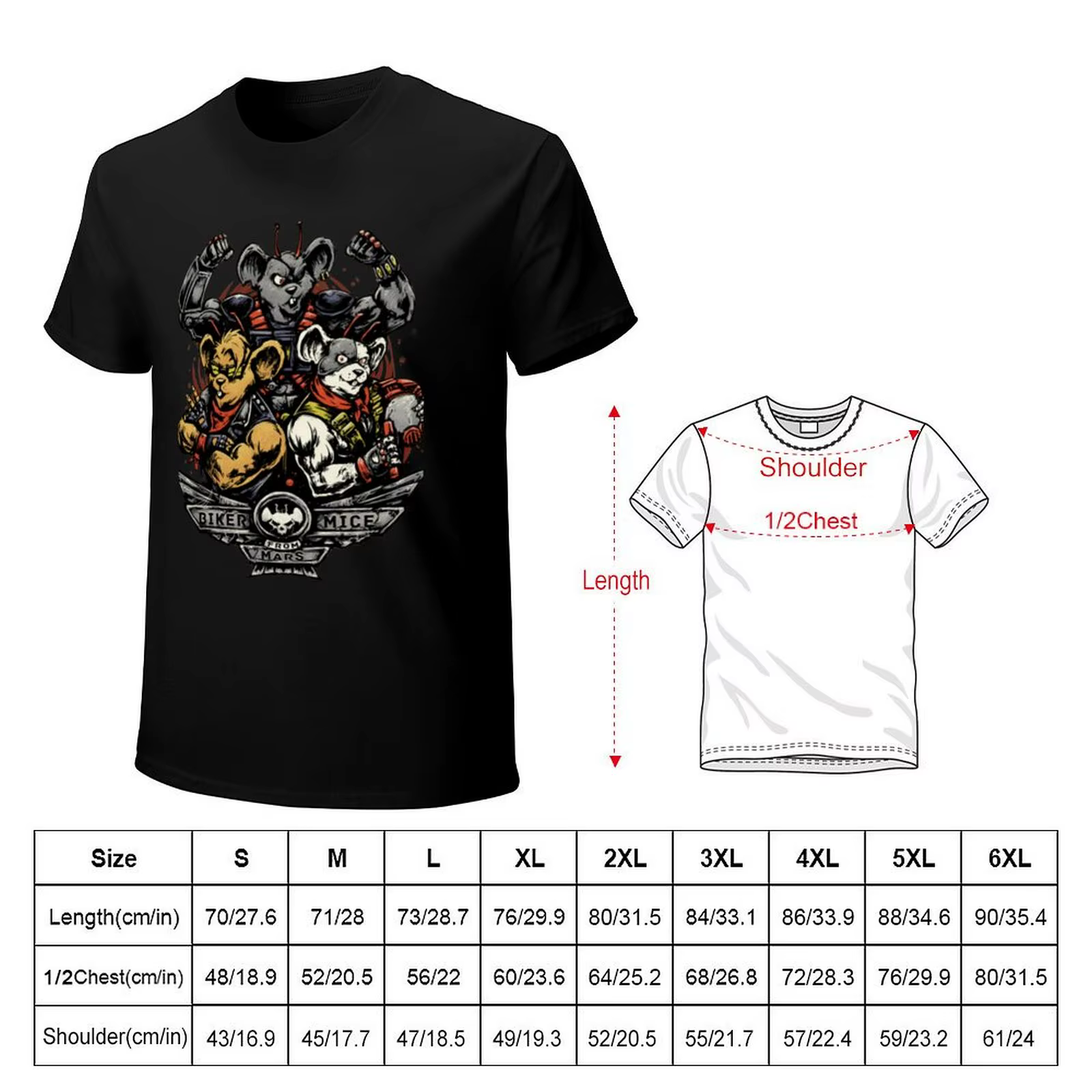 T-shirt en coton avec souris de motard pour hommes