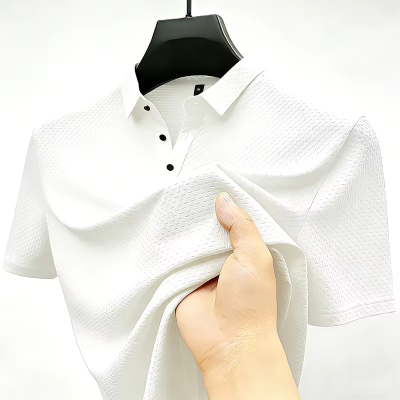Polo sportif à manches courtes pour homme avec texture gaufrée
