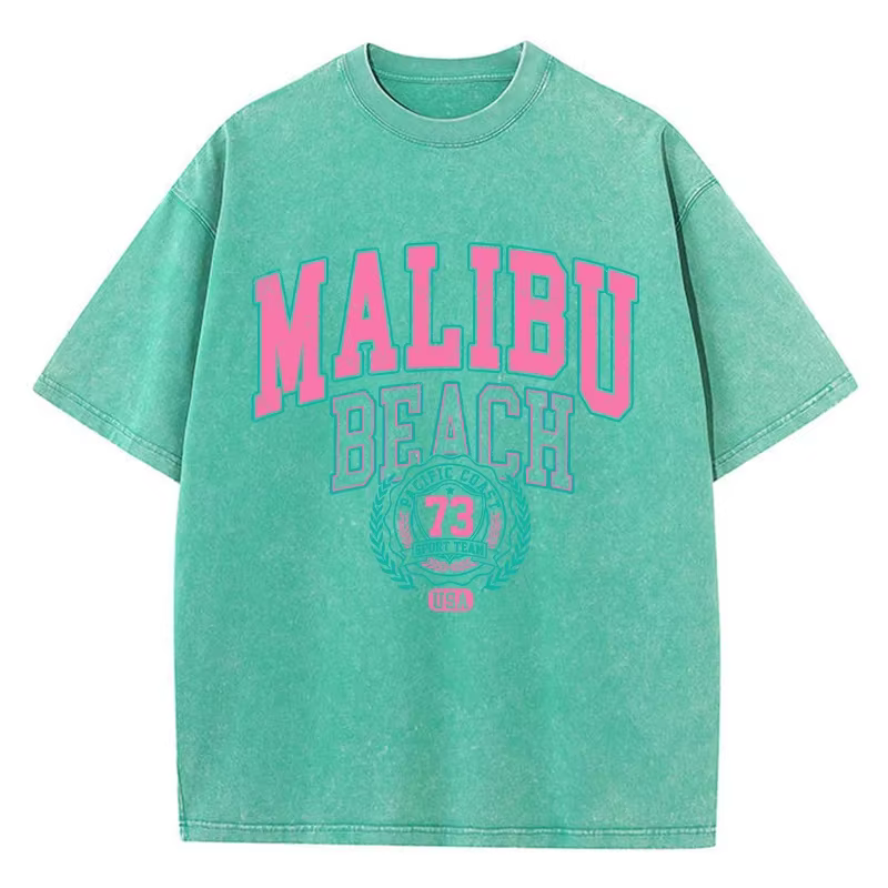 Malibu-T-shirt de plage en coton délavé pour femme