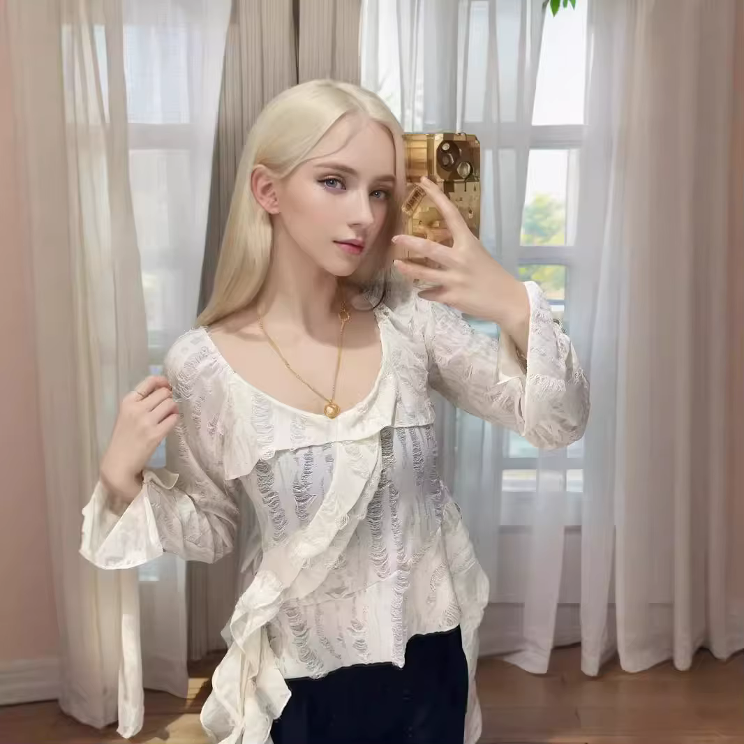 Nouveau T-Shirt à manches longues femmes automne américain Vintage en détresse conception Unique hauts