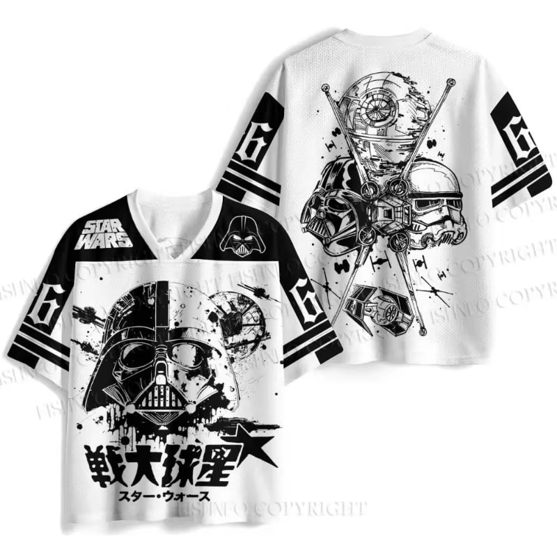 T-shirt à manches courtes col en V imprimé Star Wars Darth Vader Fighter pour toute la famille, décontracté, pour les fans de films, streetwear