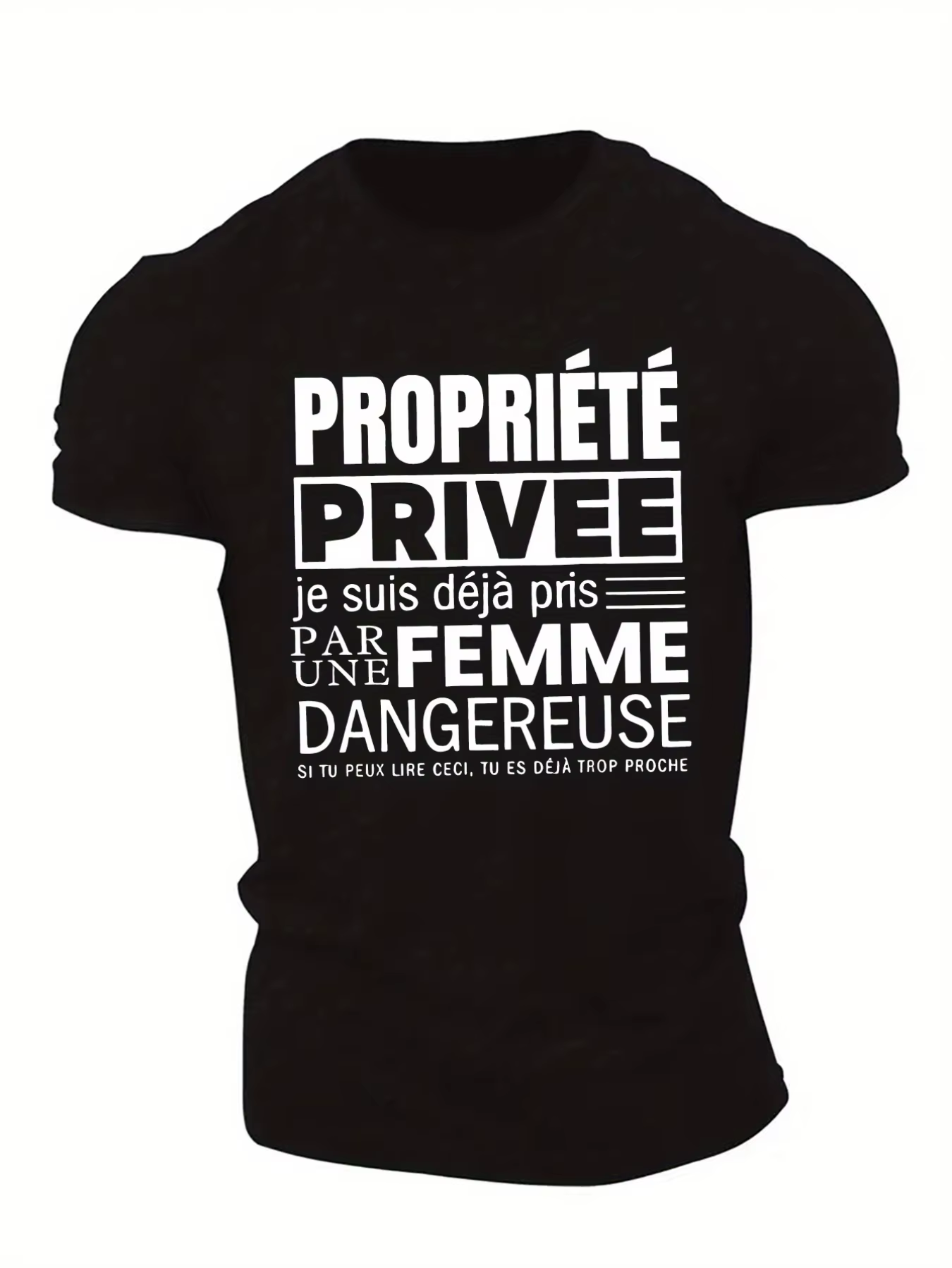 T-shirt décontracté à col rond pour hommes avec citations humoristiques françaises | Blanc avec texte noir pour l'été