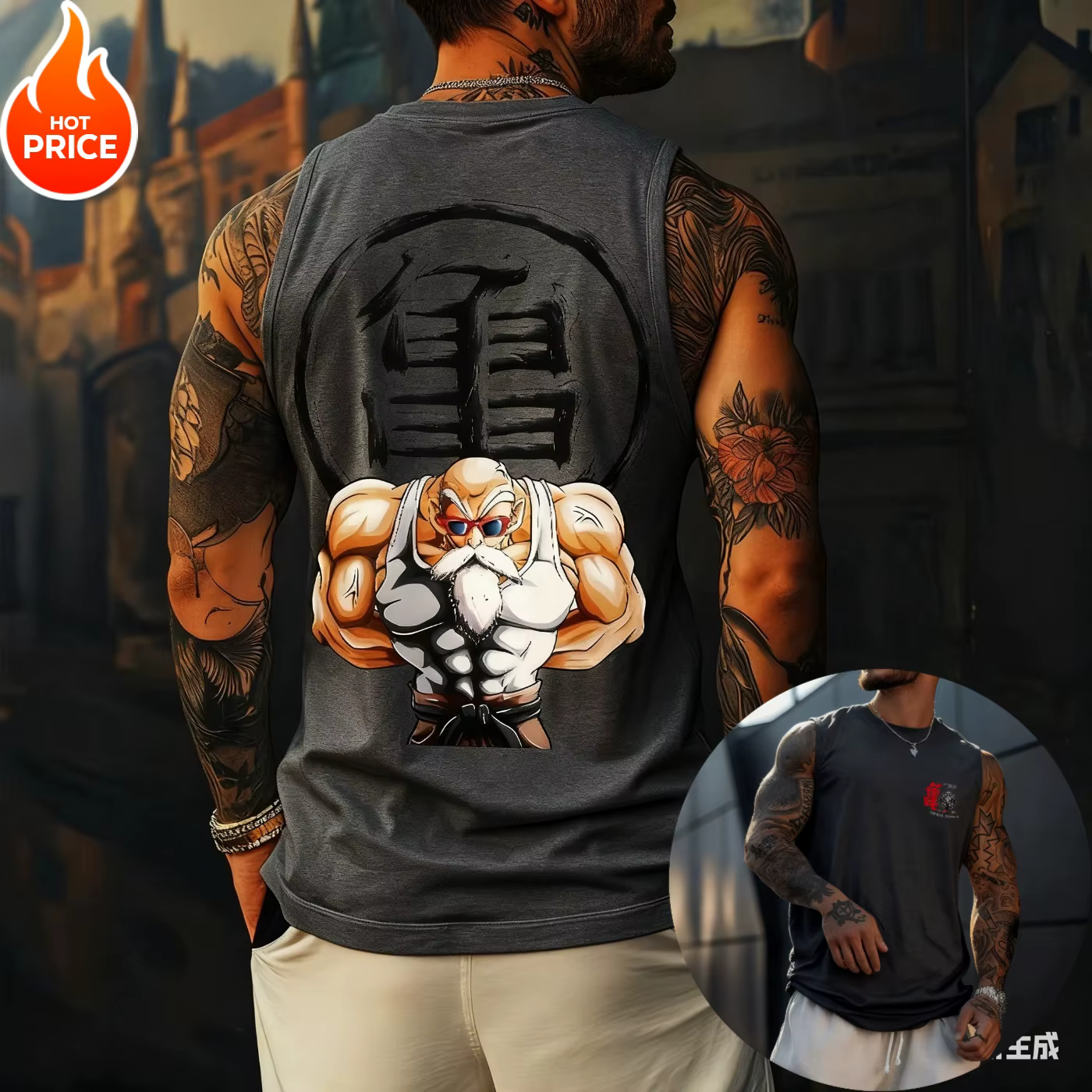 Maître Roshi Super Saiyan Dragon Ball Gym Harajuku printemps été débardeur Fitness décontracté course sport T-Shirt sans manches Y2K
