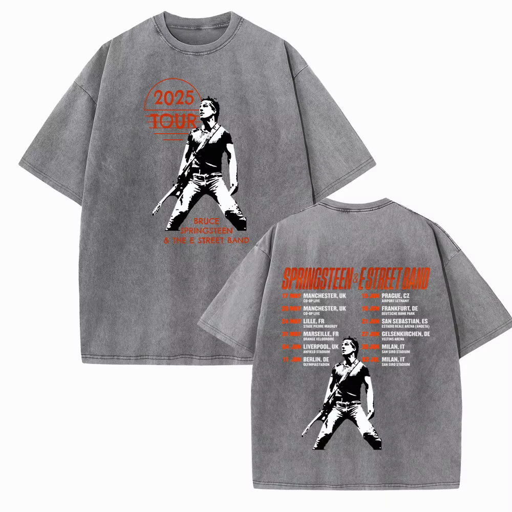 Bruce Springsteen et E Street 2025 Tour T-shirt Vintage col rond manches courtes coton T-Shirts
