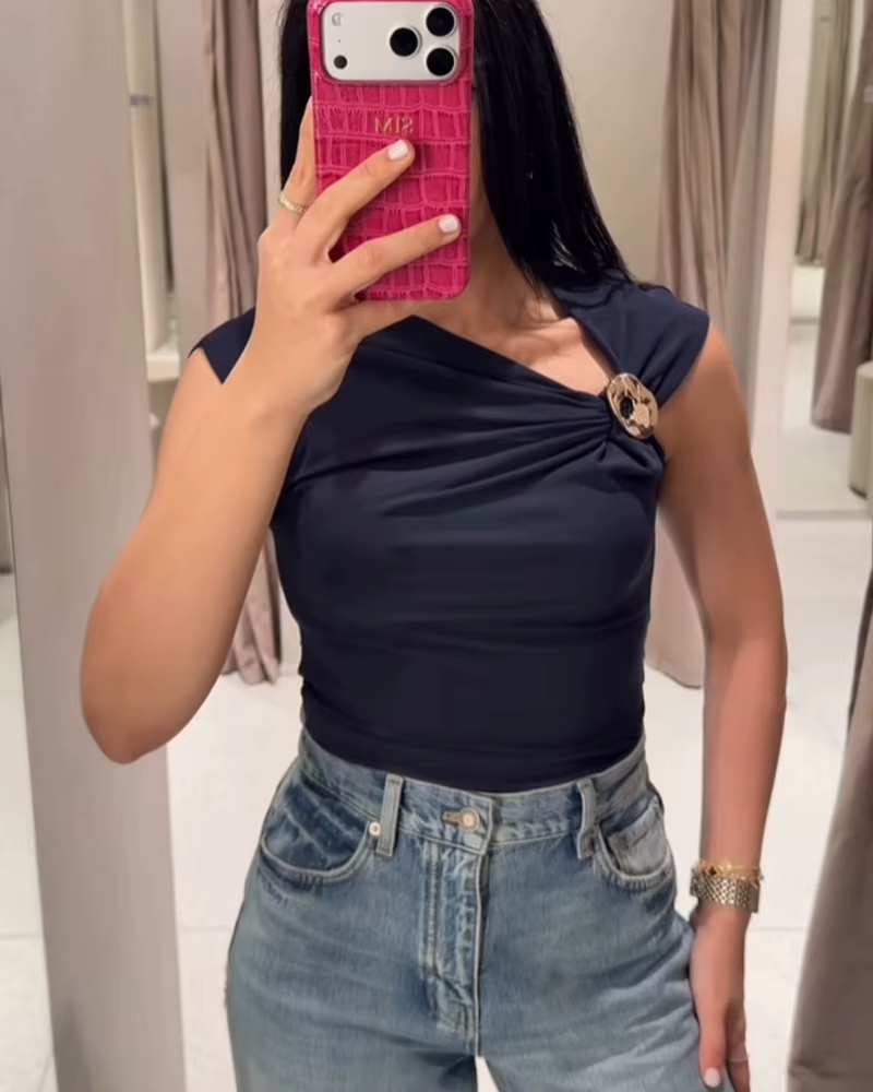 Haut plissé slim pour femme