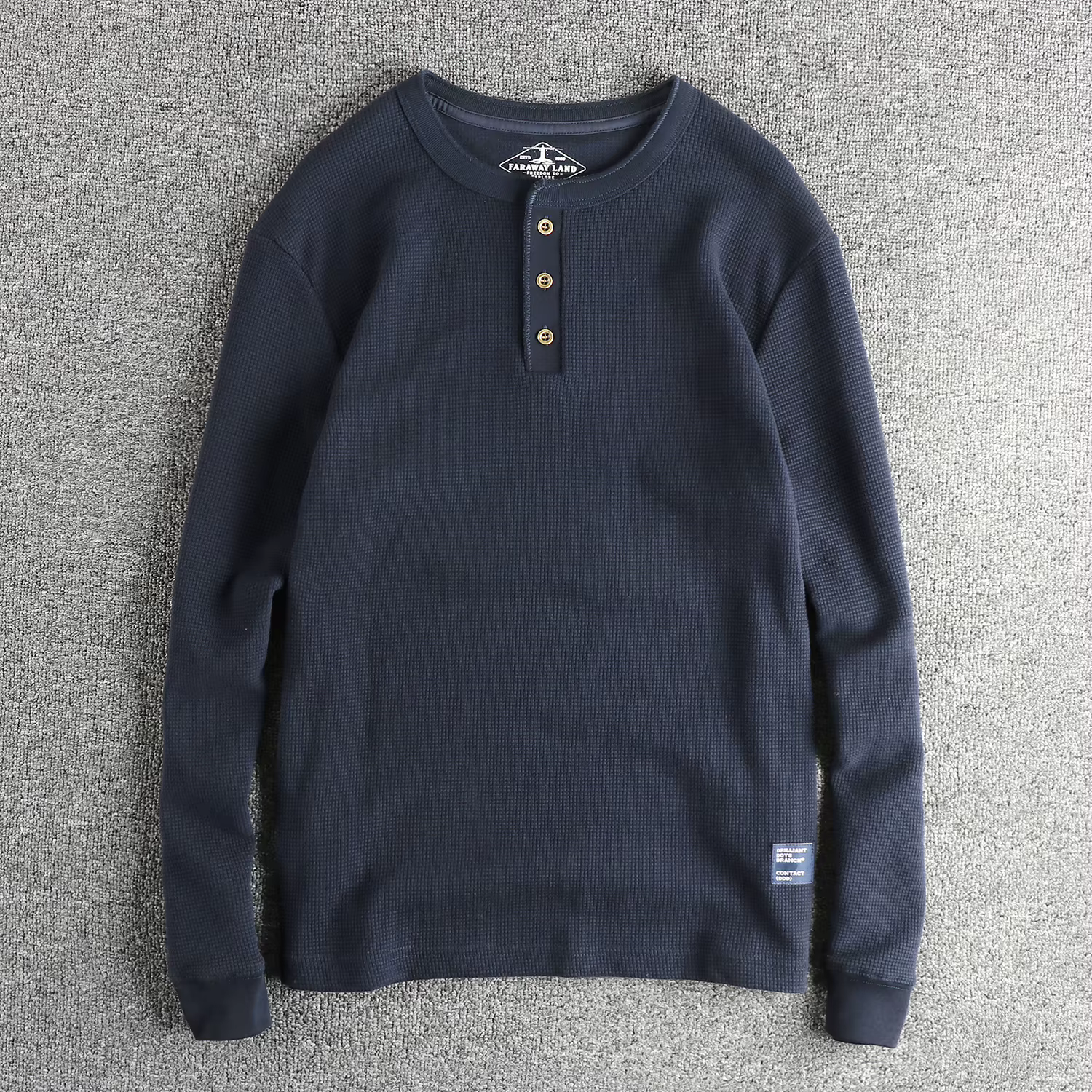 T-shirt à manches longues en tissu gaufré pour hommes