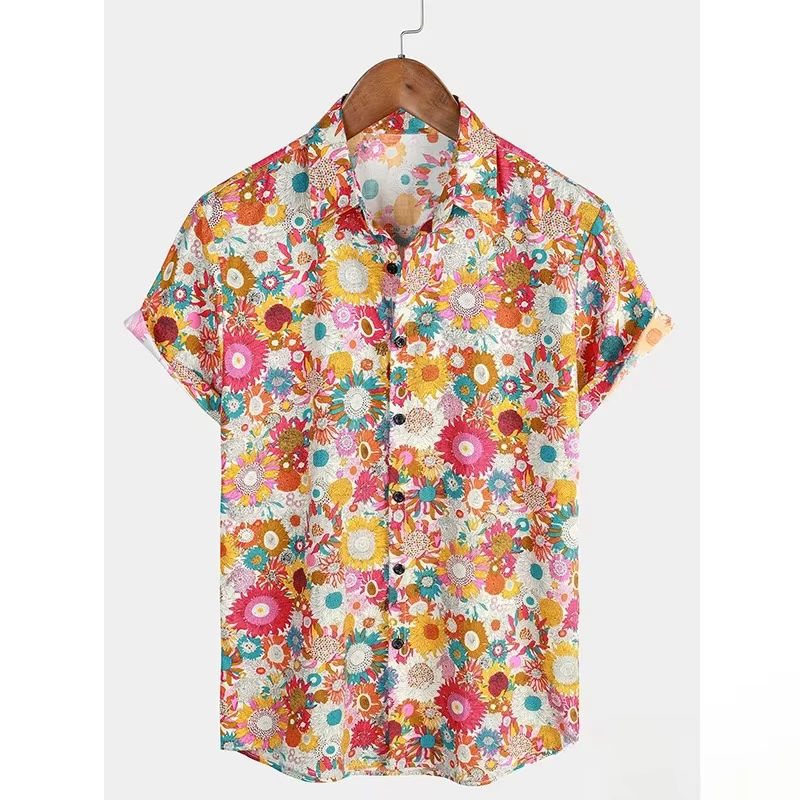 2025 Chemise hawaïenne pour hommes T-shirt floral d'été plage imprimé de fleurs
