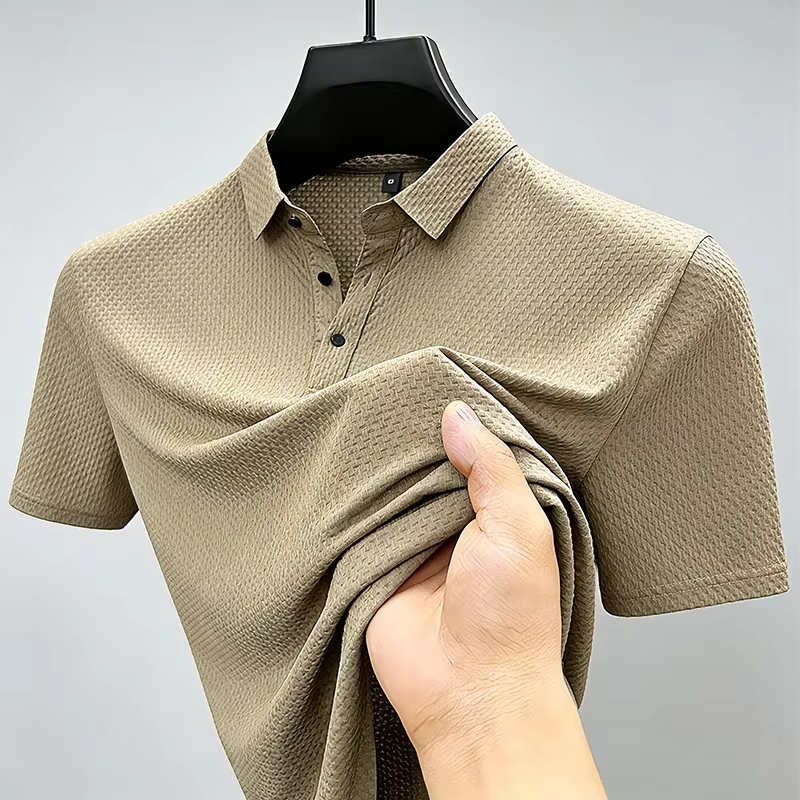Polo sportif à manches courtes pour homme avec texture gaufrée