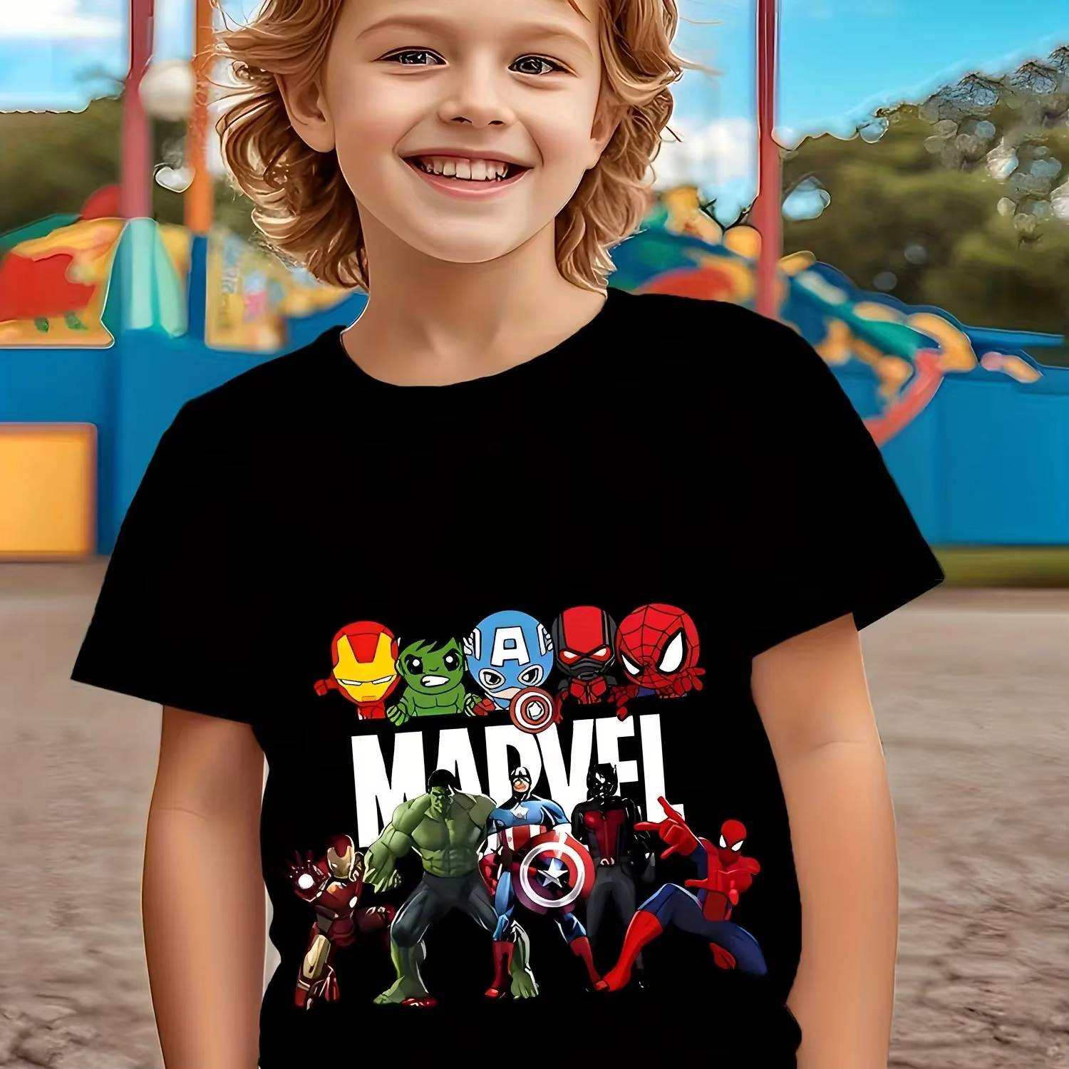 Marvel Avengers T-shirt d'été pour garçons et filles de 3 à 12 ans