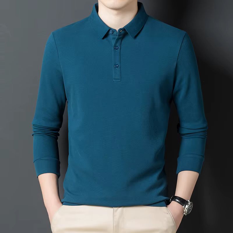 Polo décontracté à manches longues pour homme
