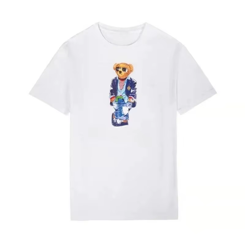 Nouveaux t-shirts en coton à imprimé ours Poloo pour hommes