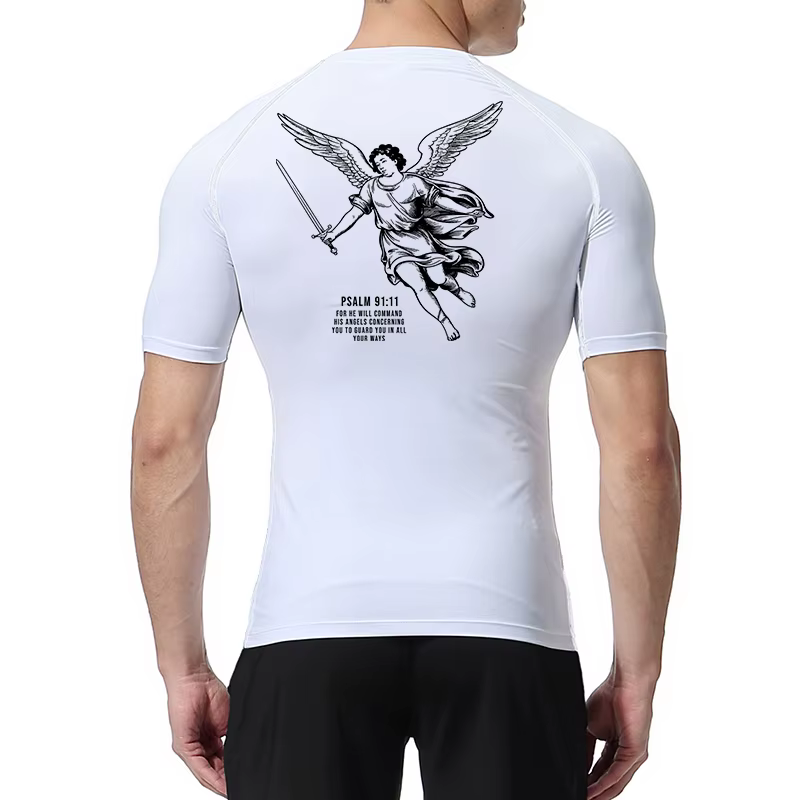 Angel graphique athlétique séchage rapide t-shirts pour hommes chrétien gymnastique entraînement course Compression