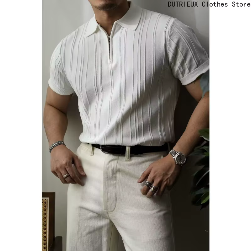 【2025 Vêtements d'été légers de luxe pour hommes】 Polo à fermeture éclair