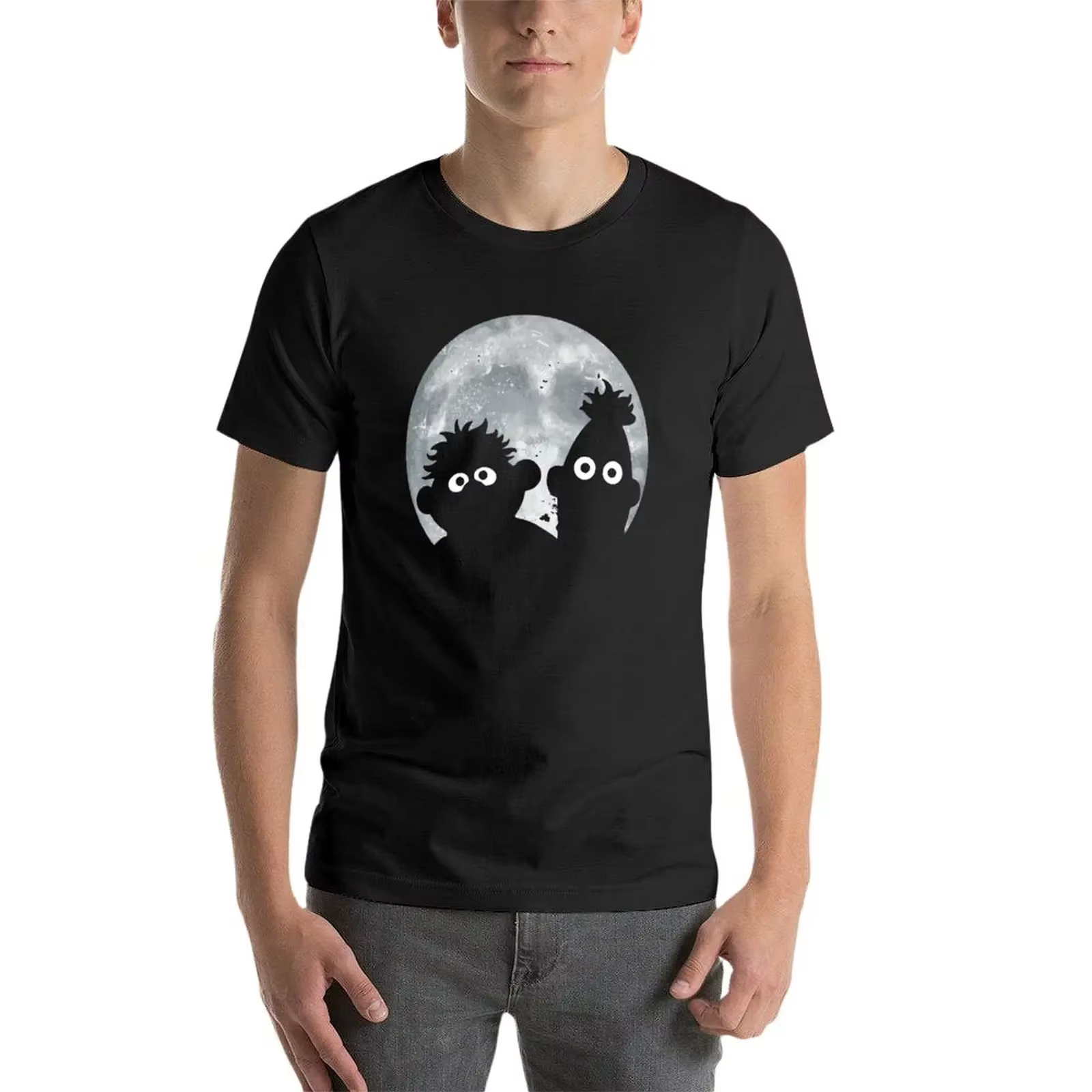 Ernie et Bert Moon T-Shirt séchage rapide Blouse homme vêtements noir t-shirts pour hommes